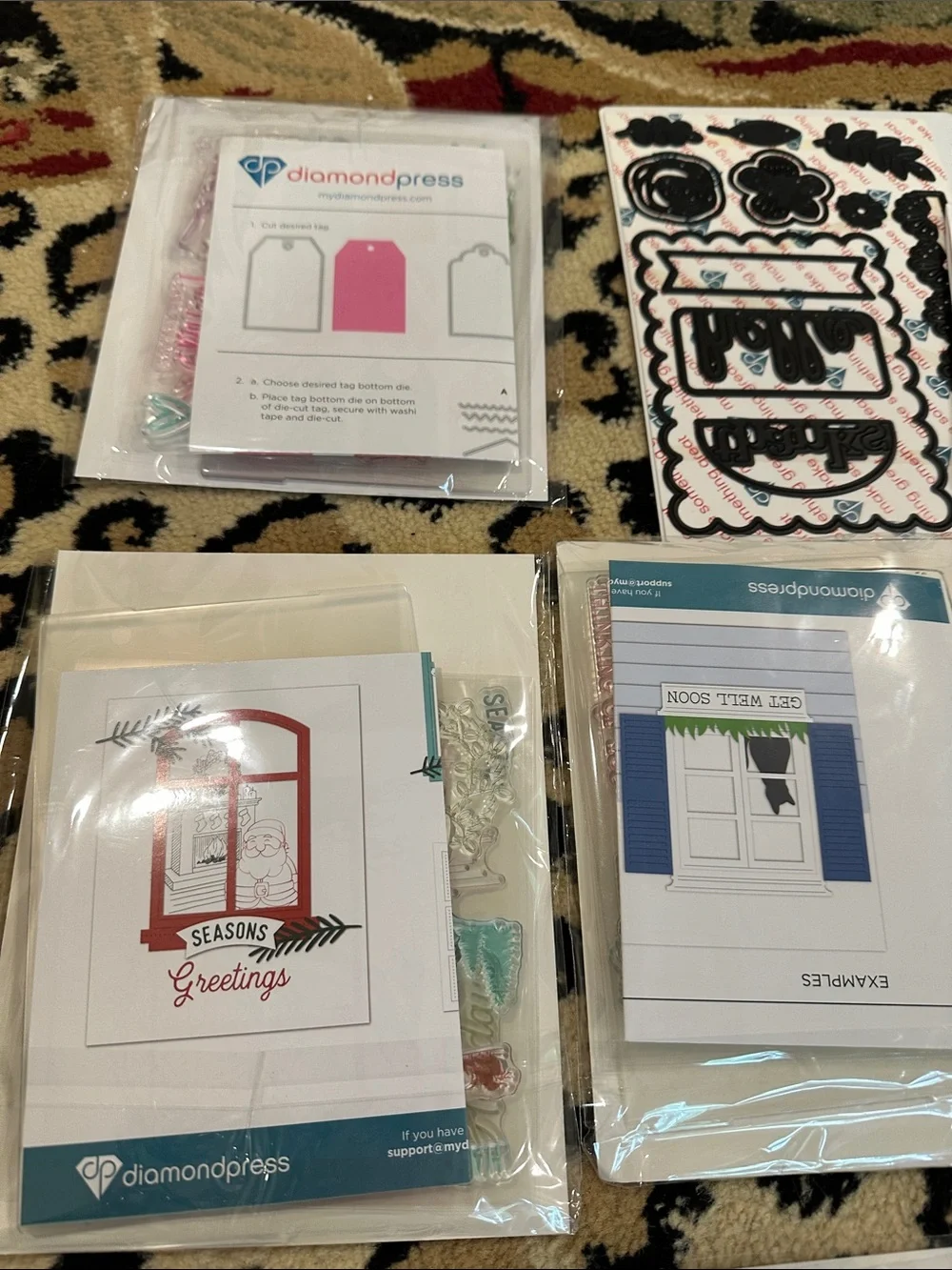 Diamond press Craft Stamp & Die Sets Collection - Pink, Green, Teal Accents
